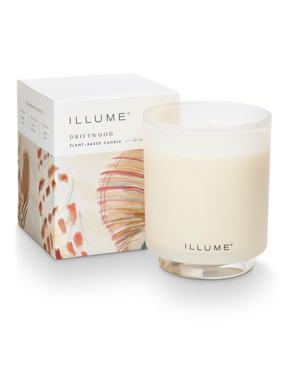 Illume Driftwood  Refillable Glass Plant-Based Candle 10oz